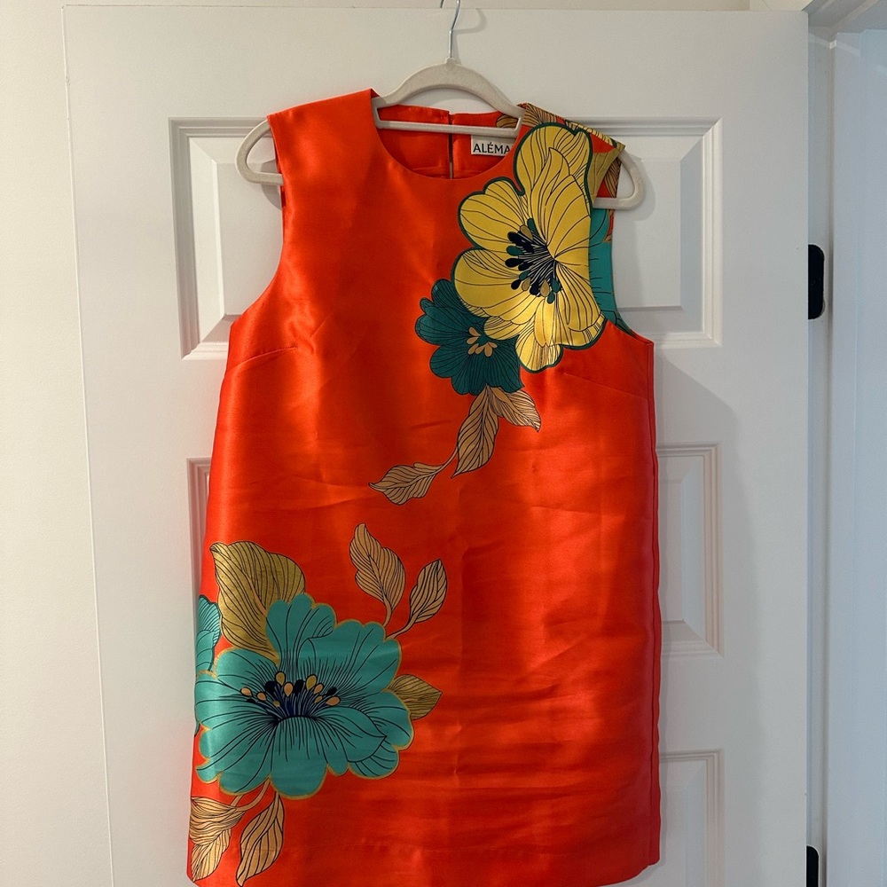 Alemais Orange Floral Mini Dress